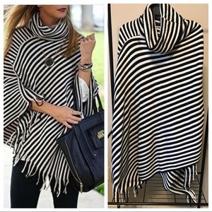 Black and white striped poncho - one size